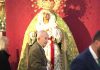 El General Serrano obsequia a la Virgen de la Esperanza con su fajín de General