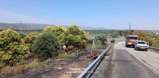 Los Bomberos de Andújar sofocan un incendio en la autovía A-4