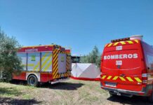 Intervención de los Bomberos de Andújar en un accidente con el fallecimiento una mujer