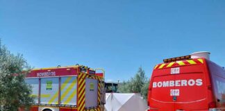 Intervención de los Bomberos de Andújar en un accidente con el fallecimiento una mujer