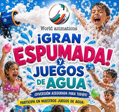 Juventud organiza una gran fiesta de la espuma y juegos de agua para el público infantil en las Fiestas de Julio